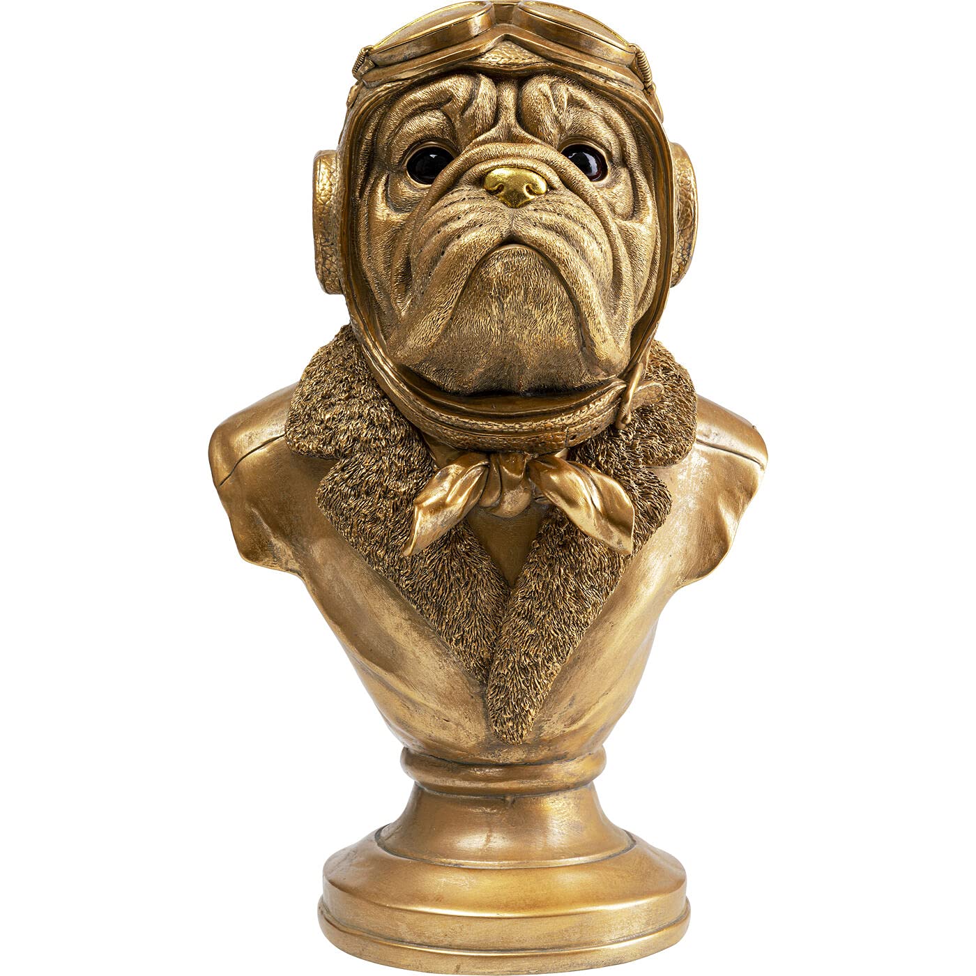 kare-design-deko-objekt-pilot-35-cm-hundeb-ste-gold-polyresin-handarbeit image 1