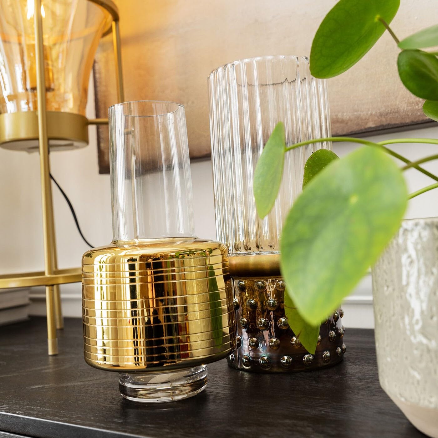 kare-design-vase-la-glas-gef-rbt-mit-goldband-hohe-blumenvase image 2