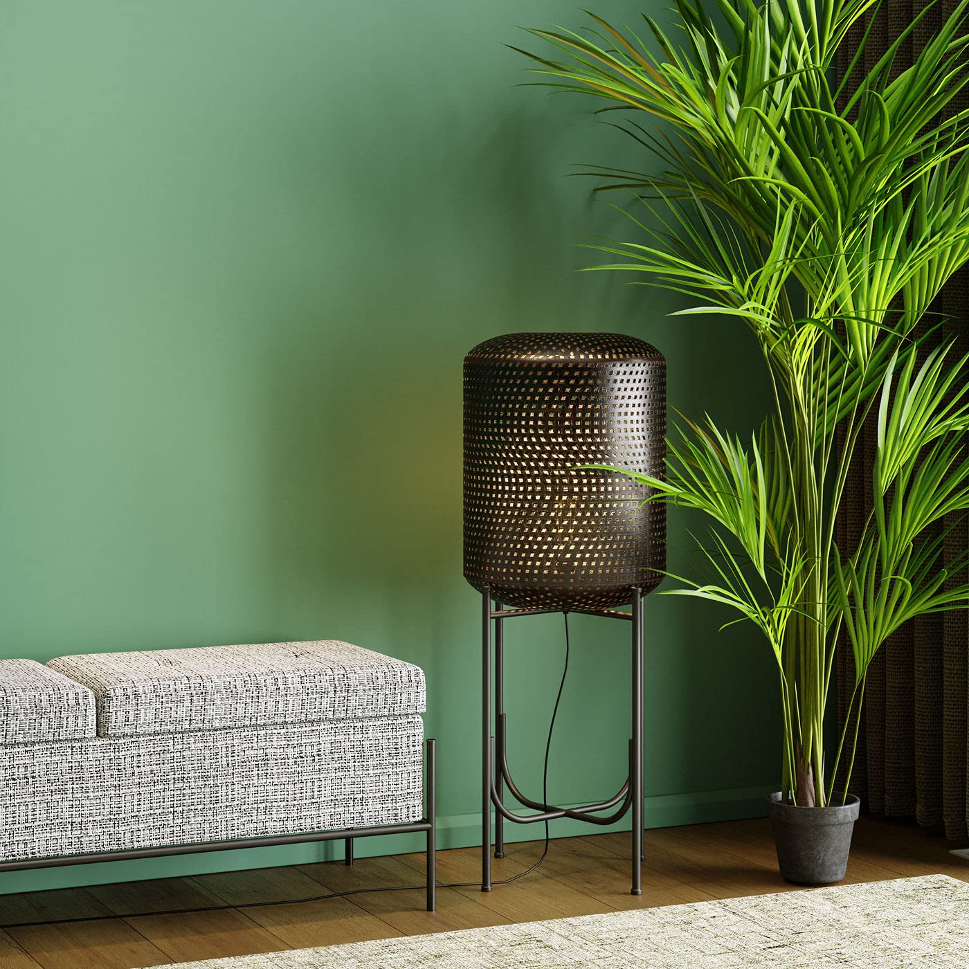 kare-design-deko-pflanze-palm-tree-gr-n-190-cm-im-zementtopf image 2