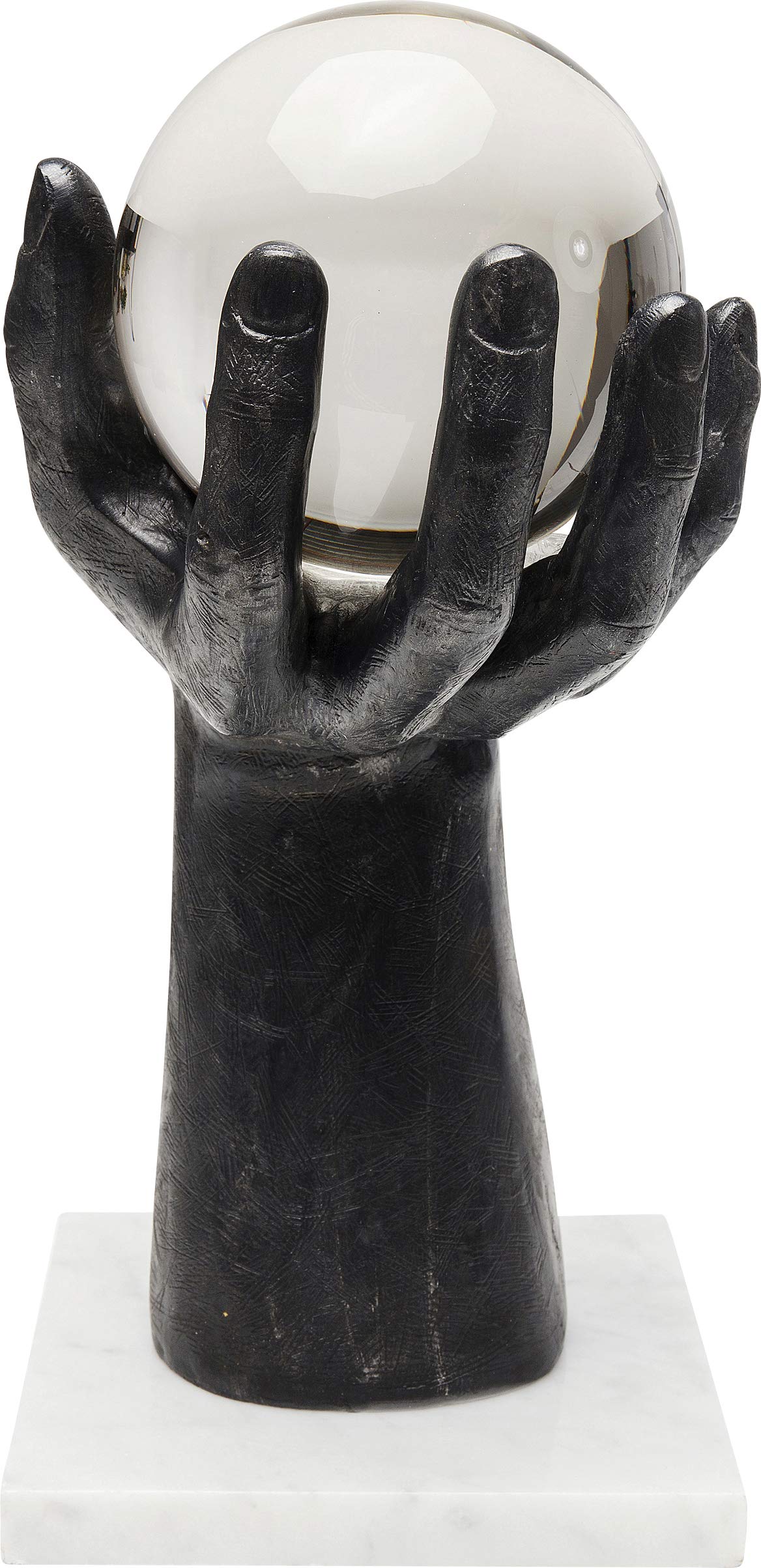 kare-design-deko-kugel-hand-schwarz-mit-marmorsockel image 4