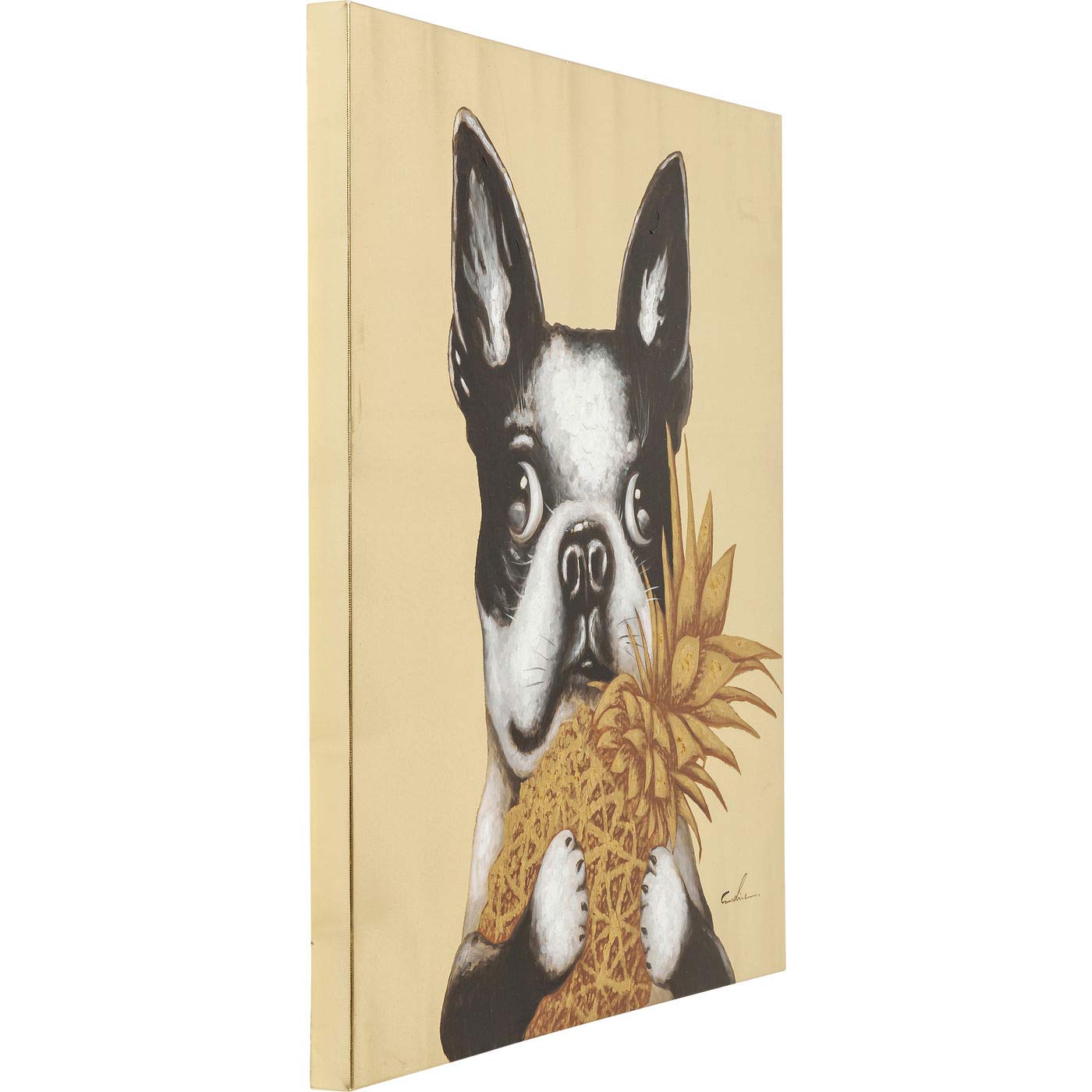kare-design-bild-touched-dog-with-pineapple-gold-80x80x4-cm image 7