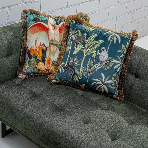 kare-design-jungle-fever-kissen-gold-blau-45x45-cm-dekokissen-mit-fransenkante-u image 7