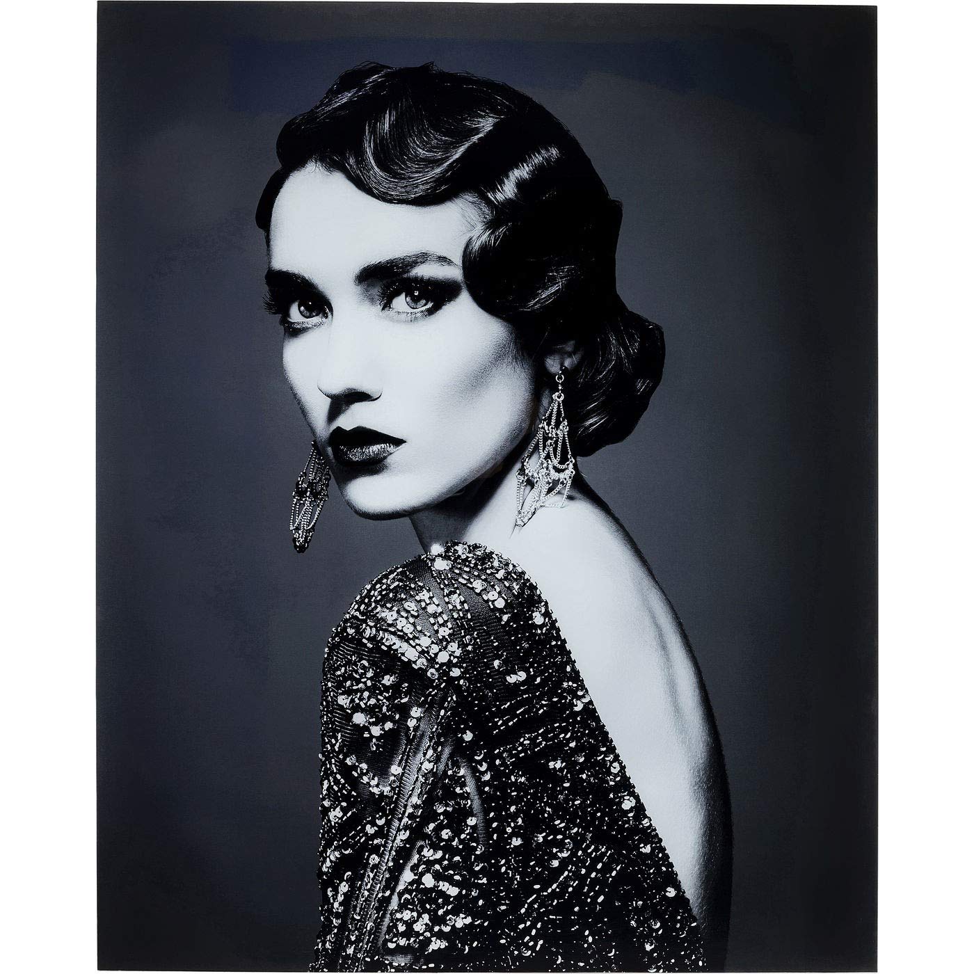 kare-design-glasbild-beauty-lady-mehrfarbig-hochformat-150x120-cm image 1