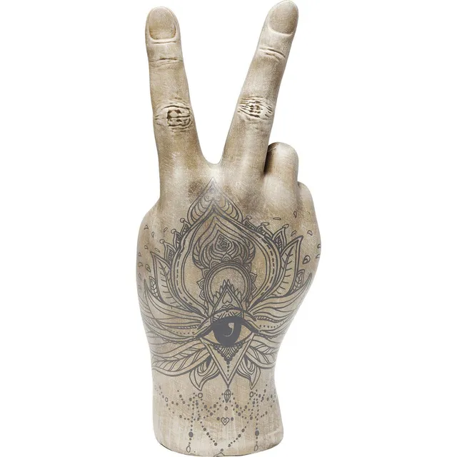 kare-design-victory-tattoo-eye-deko-hand-beige-grau-36x22x12-cm image 1