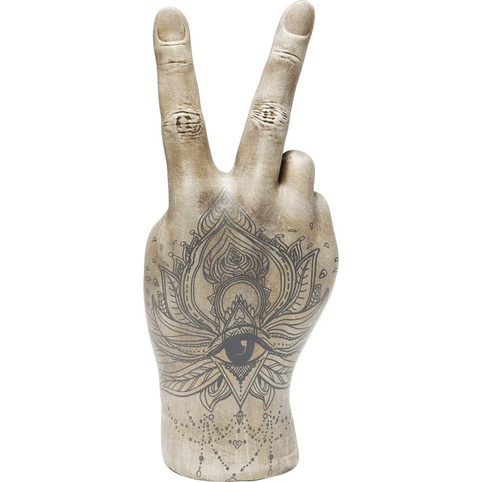 kare-design-victory-tattoo-eye-deko-hand-beige-grau-36x22x12-cm image 1