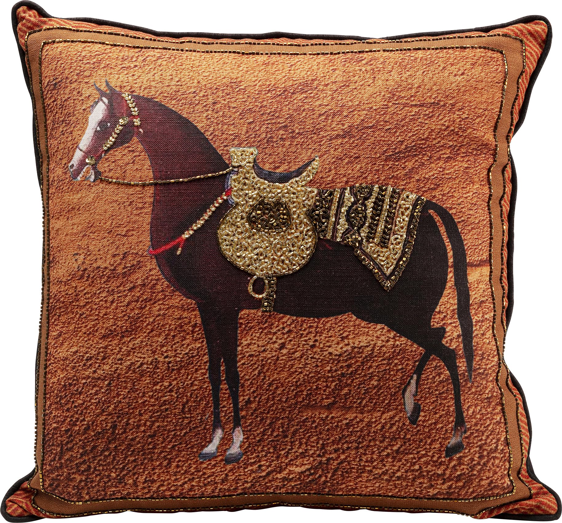 kare-design-show-horse-dekokissen-braun-45x45-cm-pferd-motiv-mit-f-llung image 1