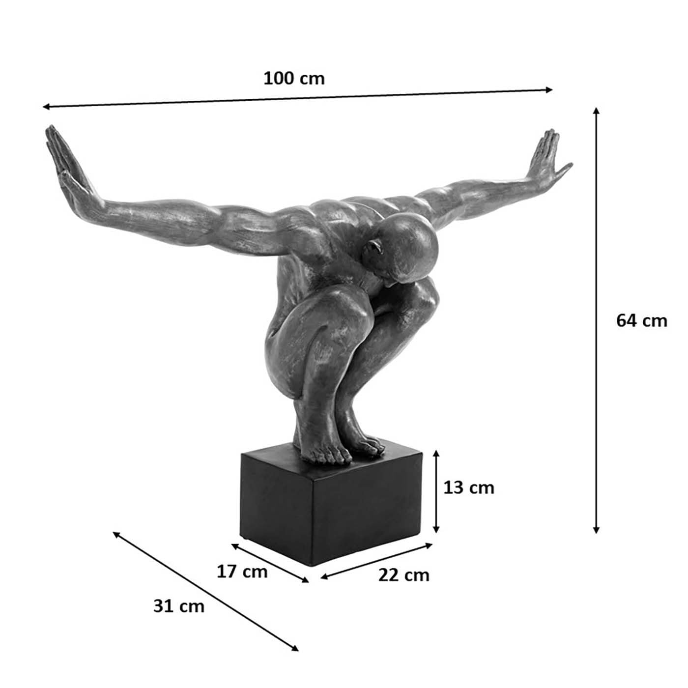 kare-design-athlete-xl-deko-objekt-silber-auf-marmorsockel image 3