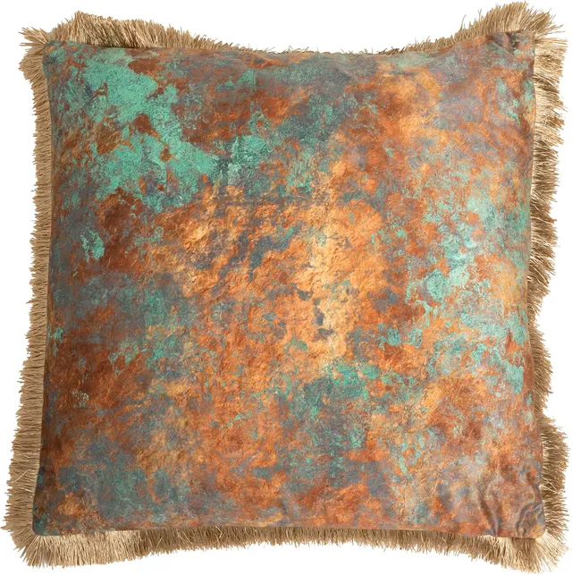 kare-design-antique-fringe-dekokissen-55x55-cm-blau-gold-mit-fransen image 1