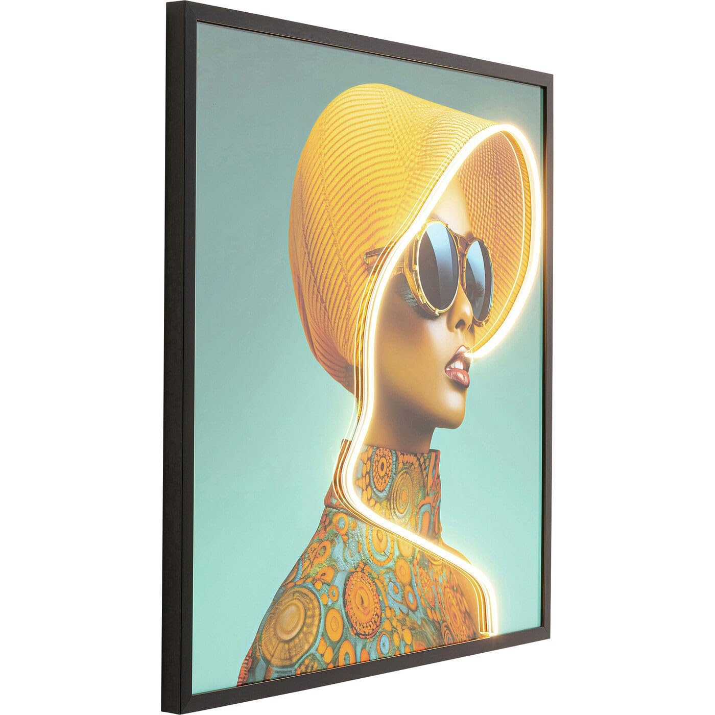 kare-design-wandbild-led-sun-hat-woman-80x80-cm-beleuchtetes-glasbild-gelb-mehrf image 5