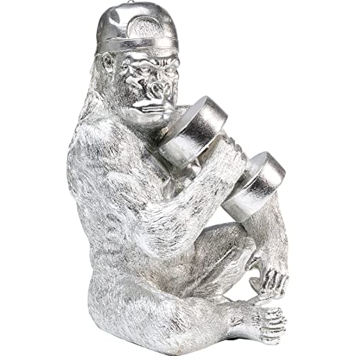 kare-design-muscle-monkey-deko-figur-silber-31-cm-gorilla-mit-hantel image 5