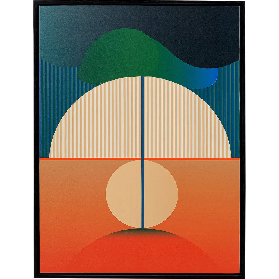 kare-design-bild-sunrise-orange-blau-gerahmt-75x100-cm-leinwand image 1