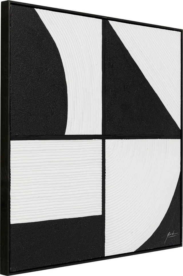 kare-design-bild-mit-rahmen-modulo-schwarz-wei-100x100cm-leinwandbild-abstrakt-m image 1