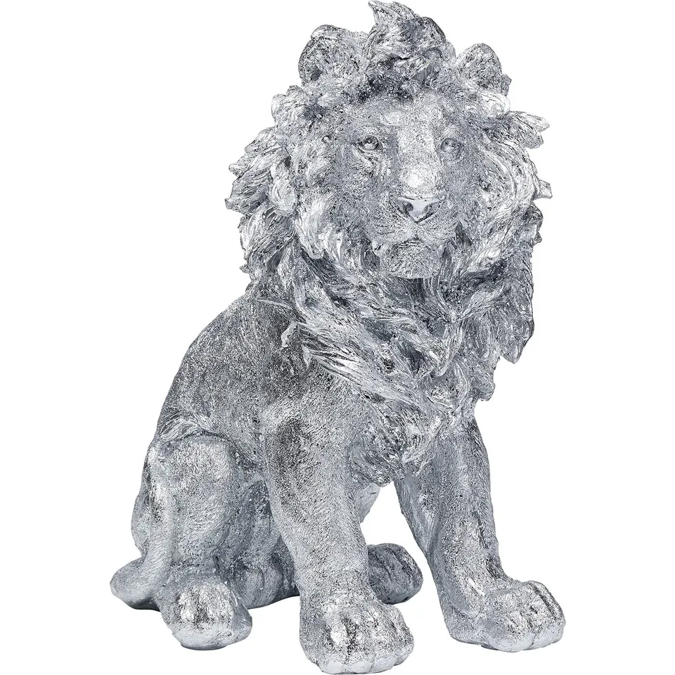 kare-design-deko-figur-sitting-lion-silber-42-cm-tierfigur image 1