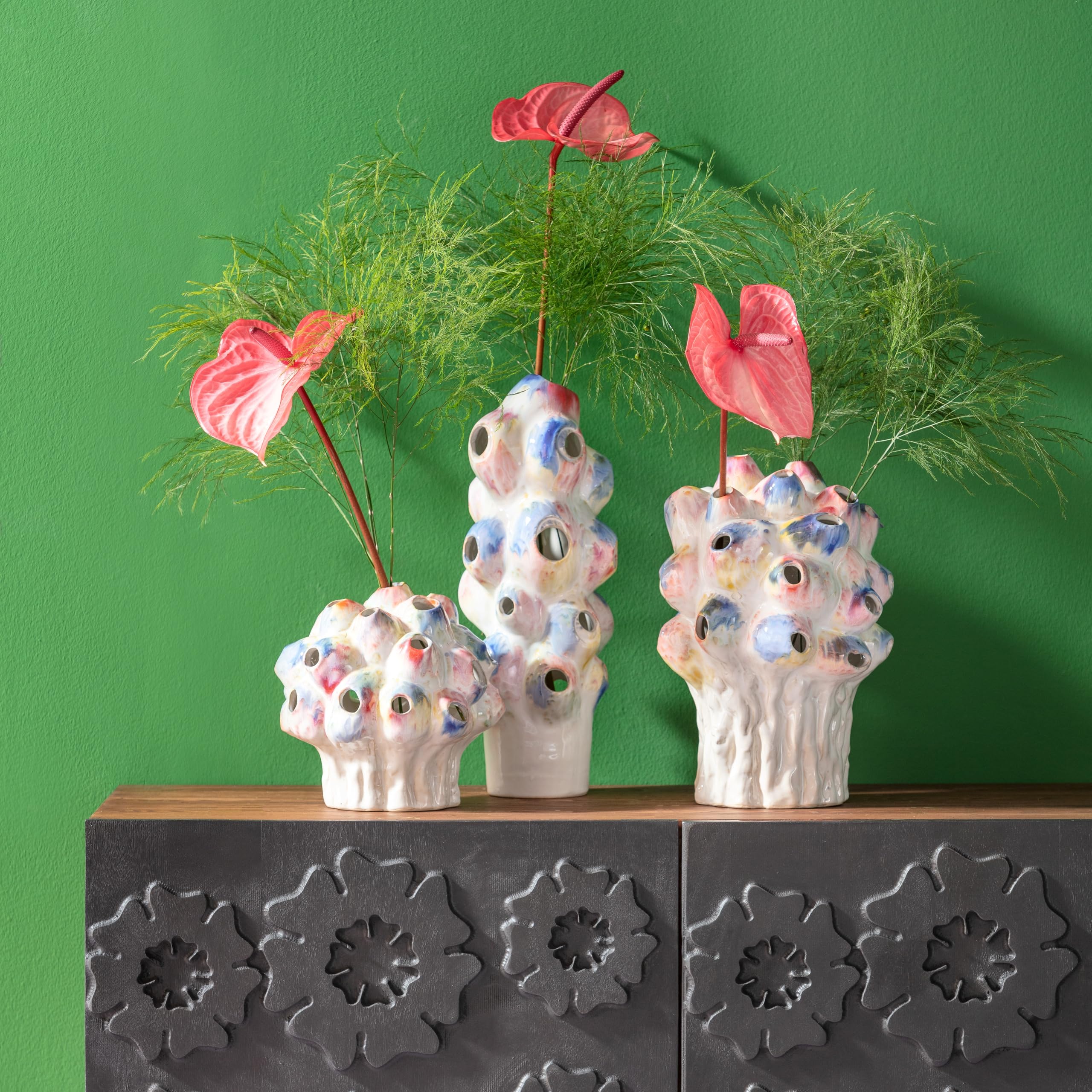 kare-design-vase-collina-39-cm-schlanke-keramik-blumenvase-mehrfarbig-handgefert image 2