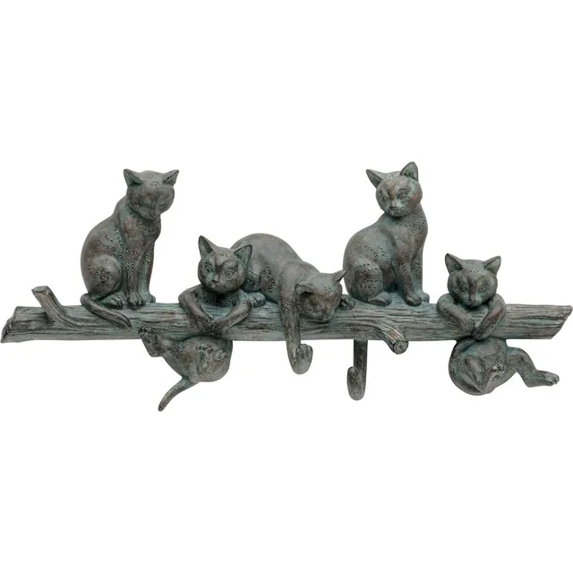 kare-design-cats-life-wandgarderobe-grau-mit-5-haken-42x18-cm-katzen-motiv image 1