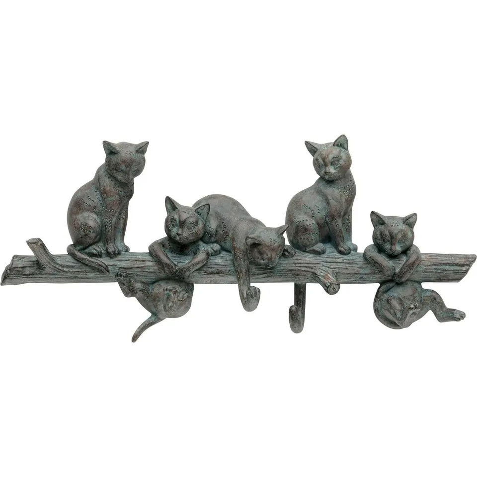 kare-design-cats-life-wandgarderobe-grau-mit-5-haken-42x18-cm-katzen-motiv image 1