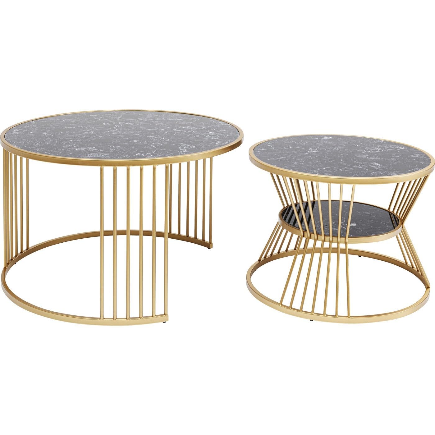 kare-design-couchtisch-roma-2er-set-marmor-rund-50x80x80-cm-schwarz-gold image 5