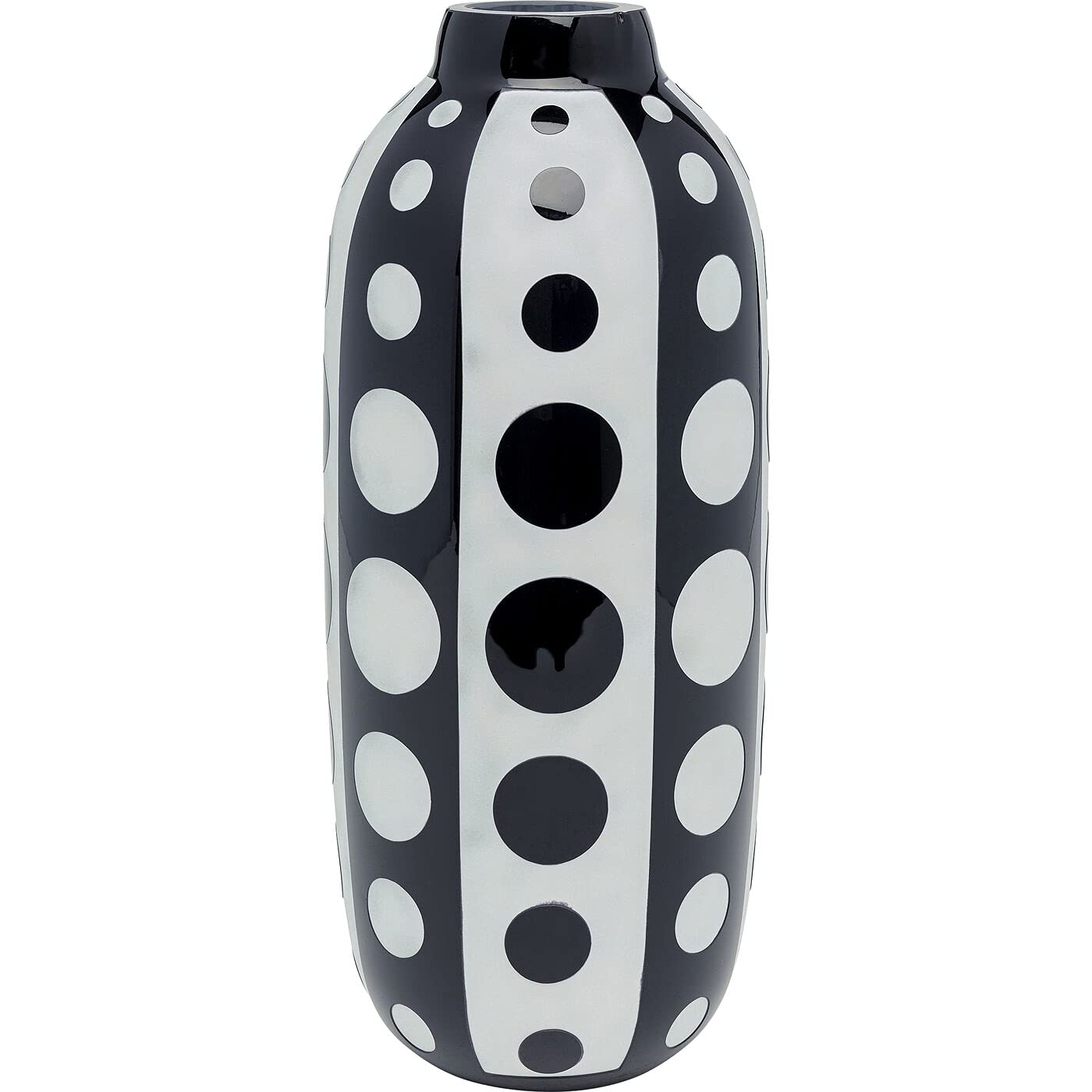 kare-design-brillar-vase-38-cm-schwarz-wei-gepunktet-glas image 3