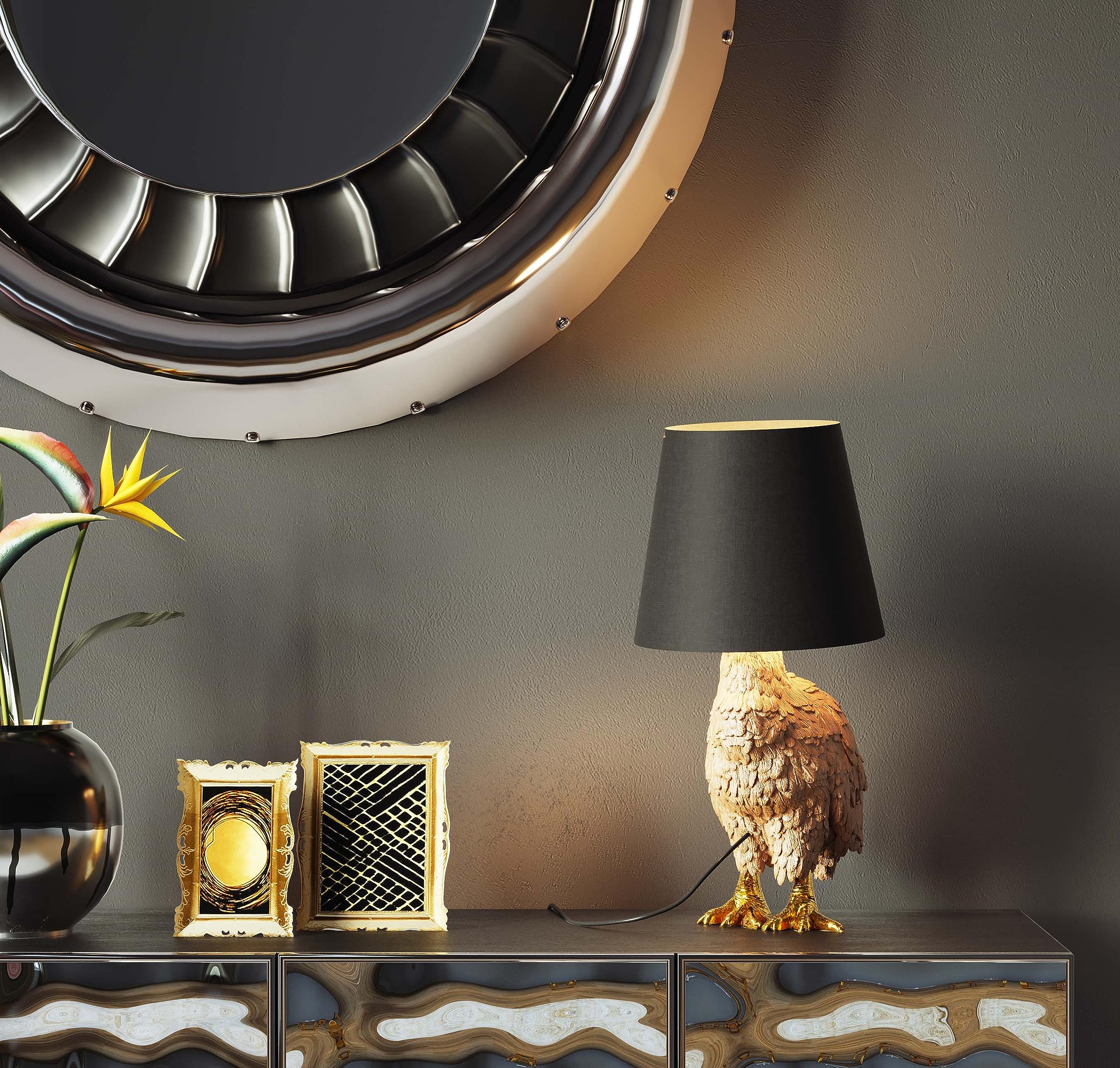 kare-design-tischleuchte-animal-duck-gold-braun-53x31x31-cm image 2