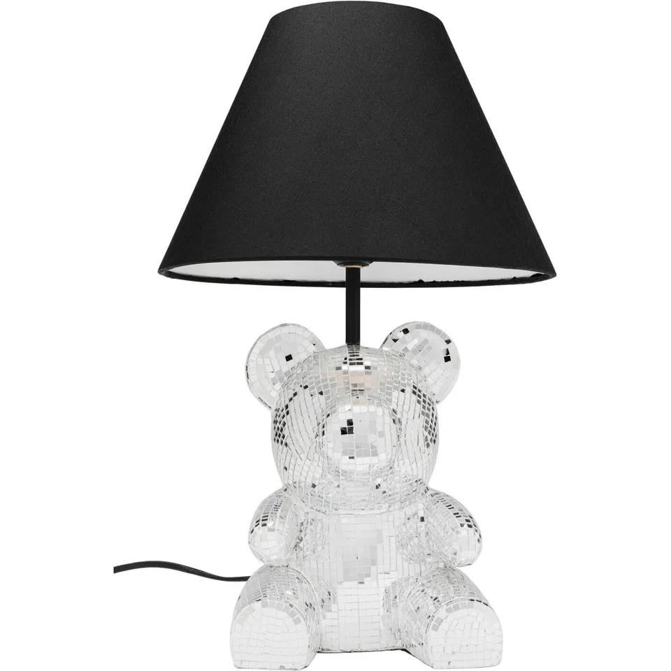 kare-design-bear-disco-tischlampe-40-cm-schwarz-silber image 1