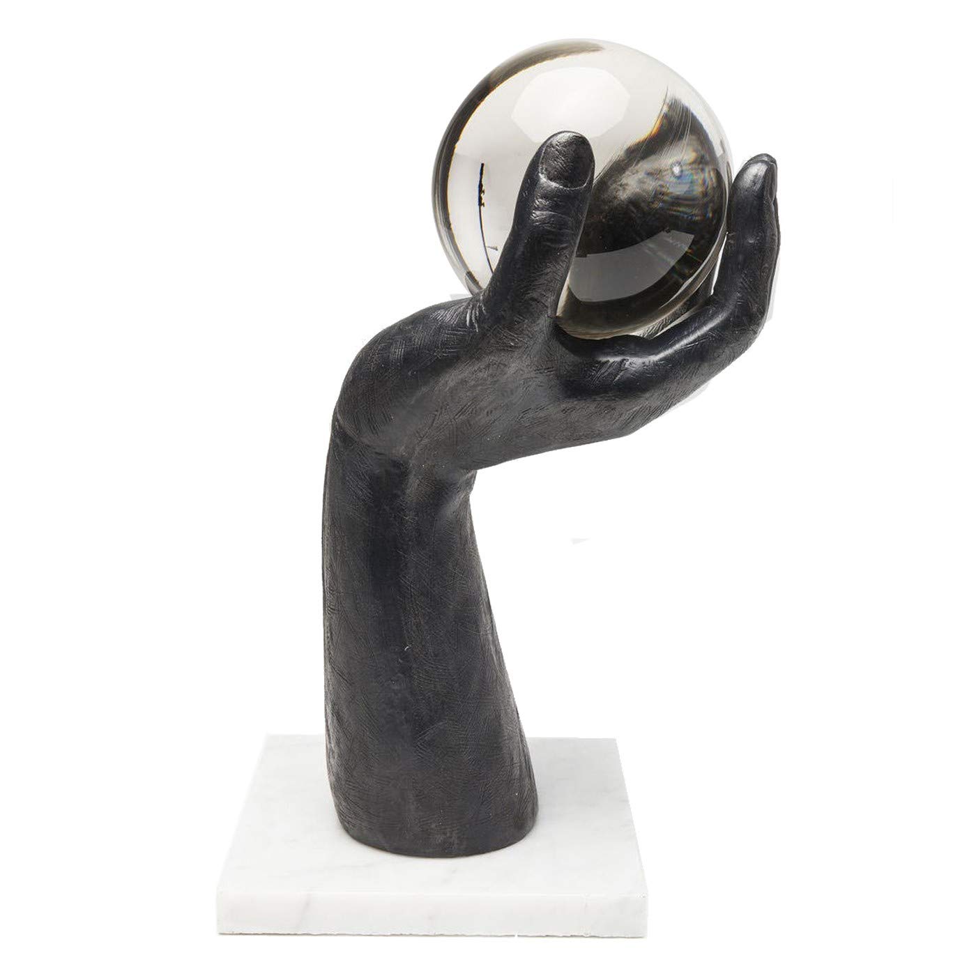 kare-design-deko-kugel-hand-schwarz-mit-marmorsockel image 6