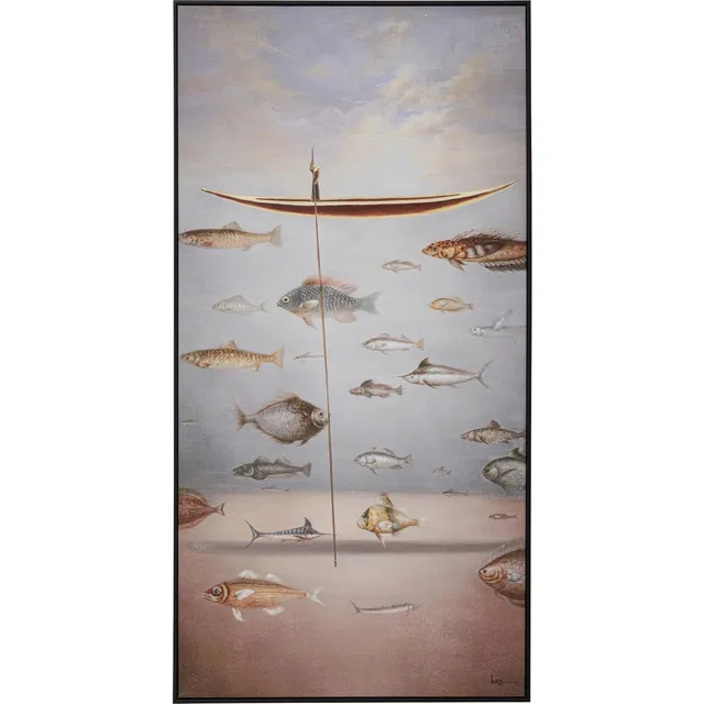 kare-design-bild-cloud-fisherman-boat-120x60x3-5-cm-blau-rosa-mit-massivholz-rah image 1