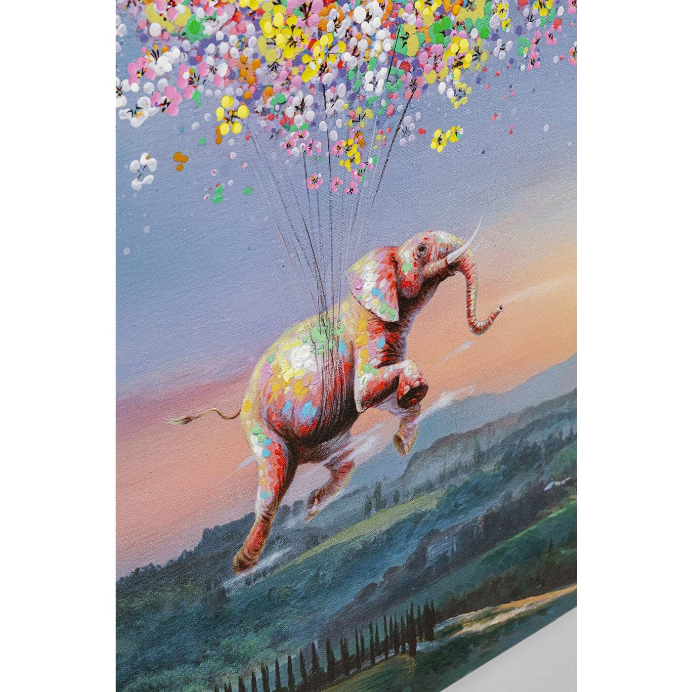 kare-design-flying-elephant-at-night-leinwandbild-mit-rahmen-blau-160x120x3-5-cm image 2
