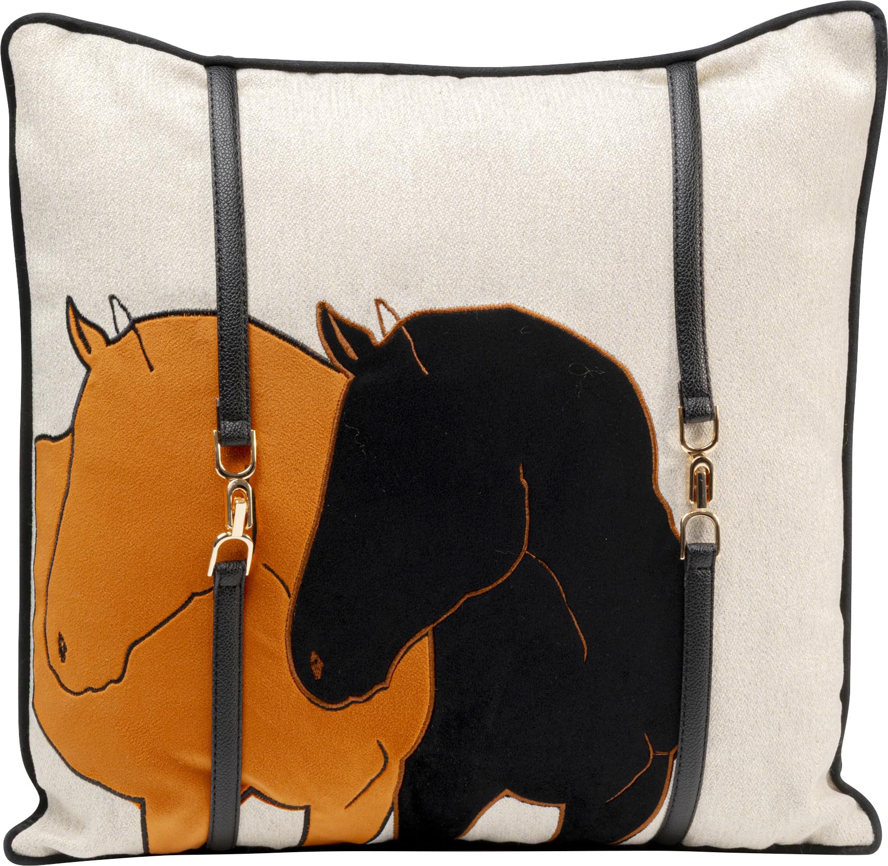 kare-design-kissen-pferde-date-motiv-orange-dekokissen-45x45-cm-mit-metall-appli image 1