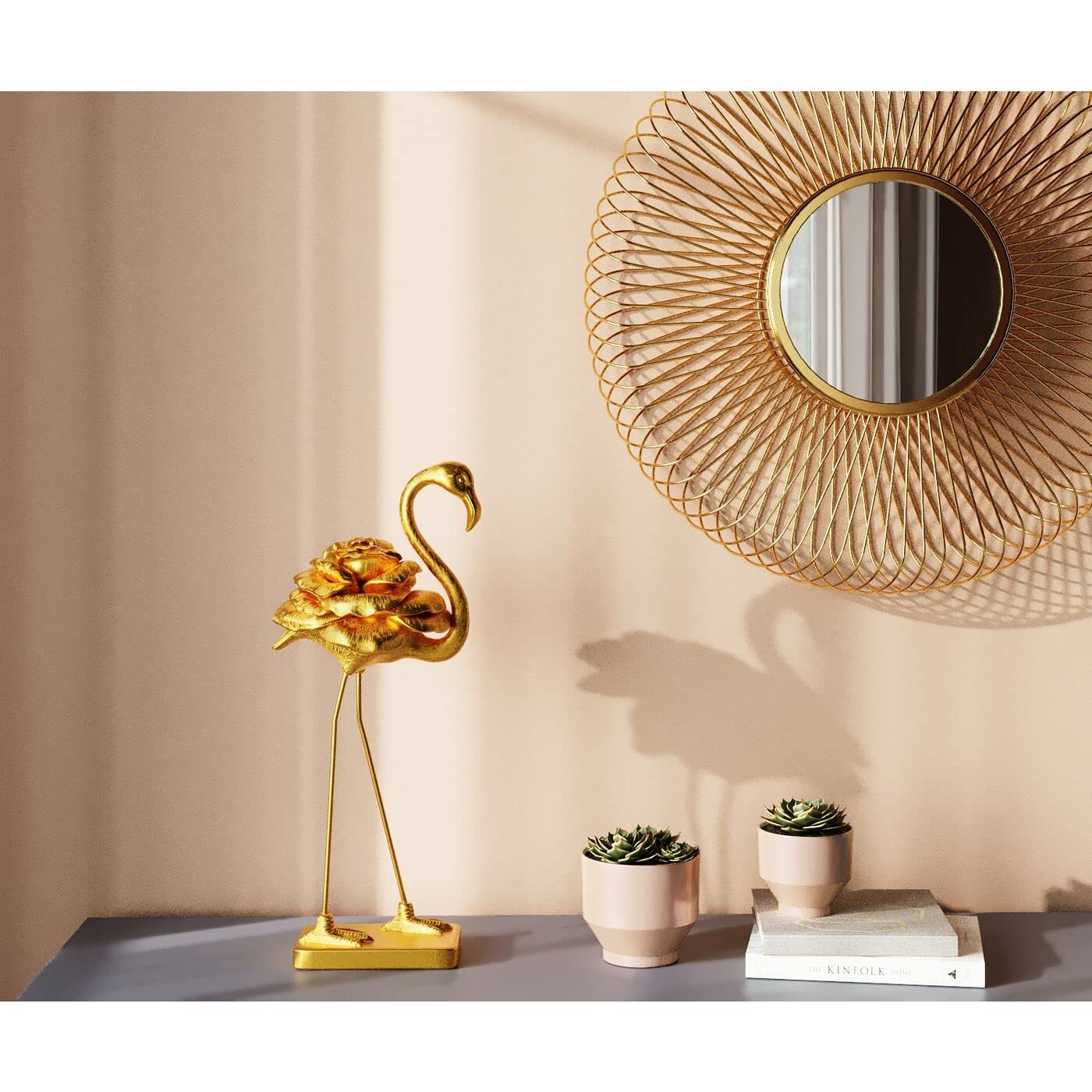 kare-design-rose-flamingo-deko-figur-gold-kunststein-63-cm image 2