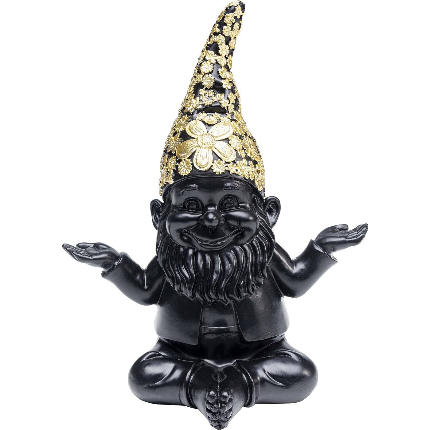 kare-design-zwerg-meditation-dekofigur-schwarz-gold-19x15x10-cm image 1