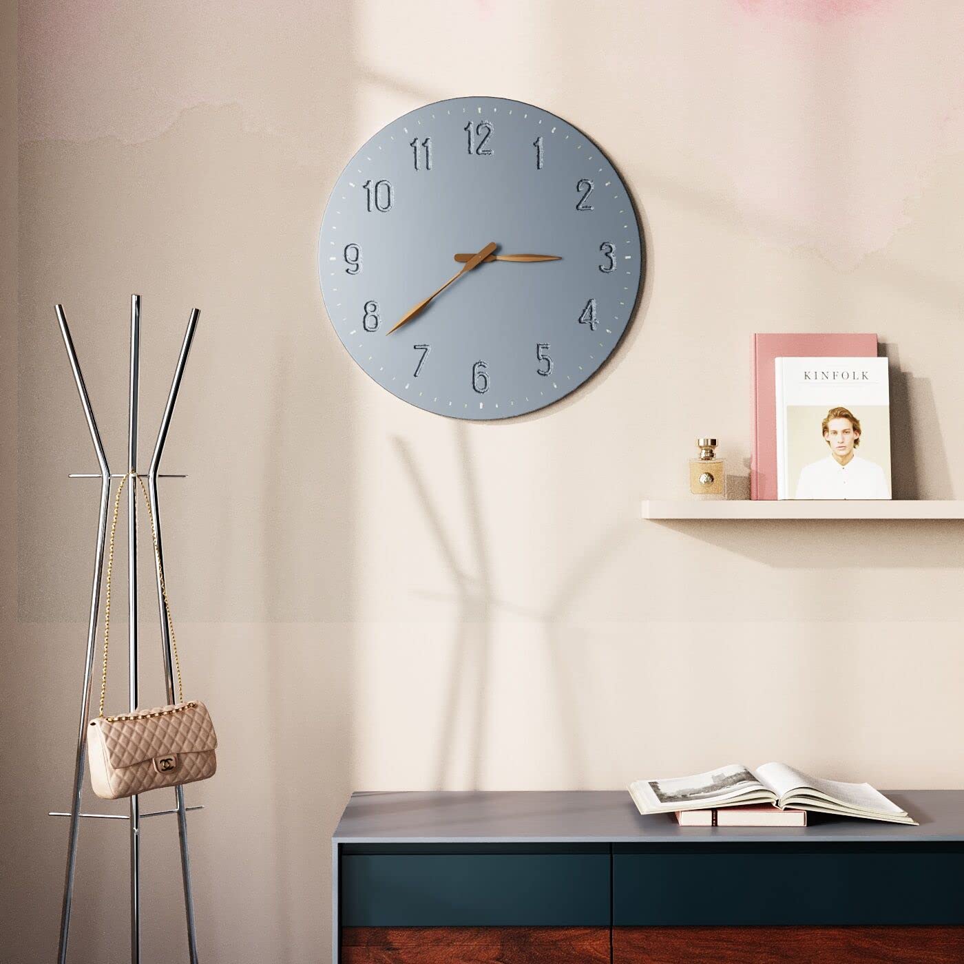 kare-design-mailo-wanduhr-grau-gold-50-cm image 2