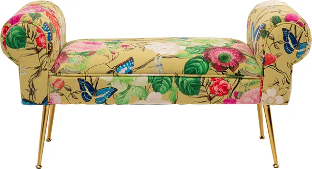kare-design-wing-flower-fever-sitzbank-gelb-mit-blumen-motiv-sitzh-he-39-cm image 1