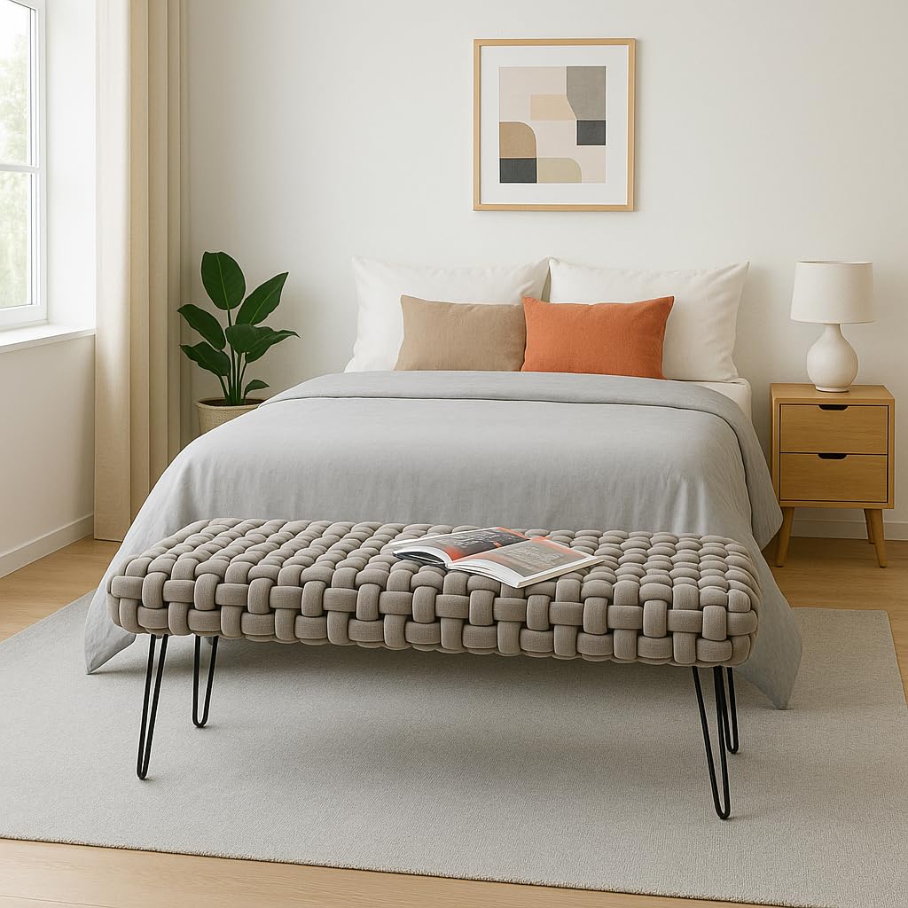 kare-design-bank-weave-samt-grau-128-cm-sitzbank image 2