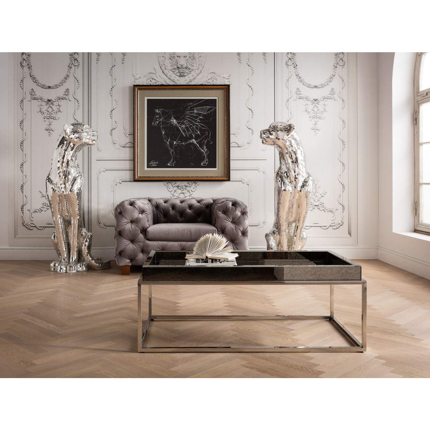 kare-design-welcome-panther-links-xl-silber-mosaik-dekofigur-150x68x55-cm image 6