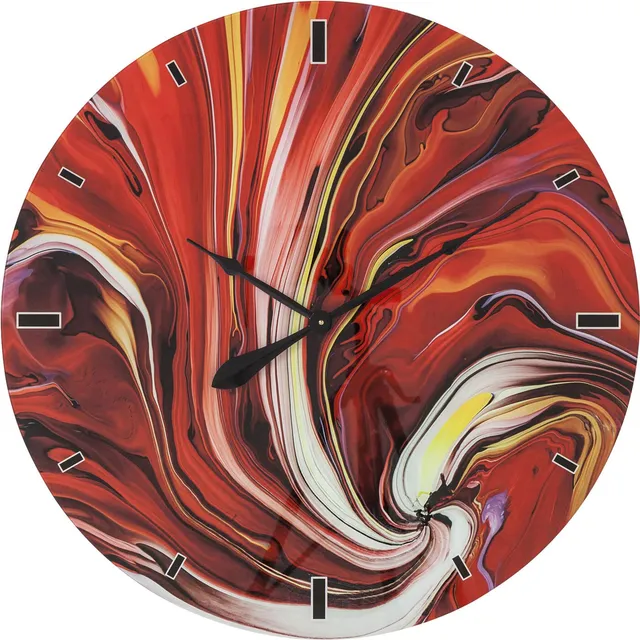 kare-design-wanduhr-glas-chaos-fire-80-cm image 1