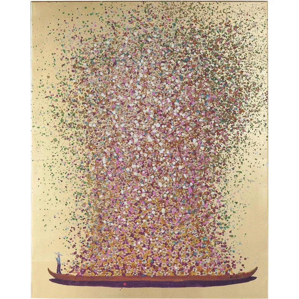 kare-design-bild-touched-flower-boat-gold-pink-160x120x3-5-cm-canvas image 1