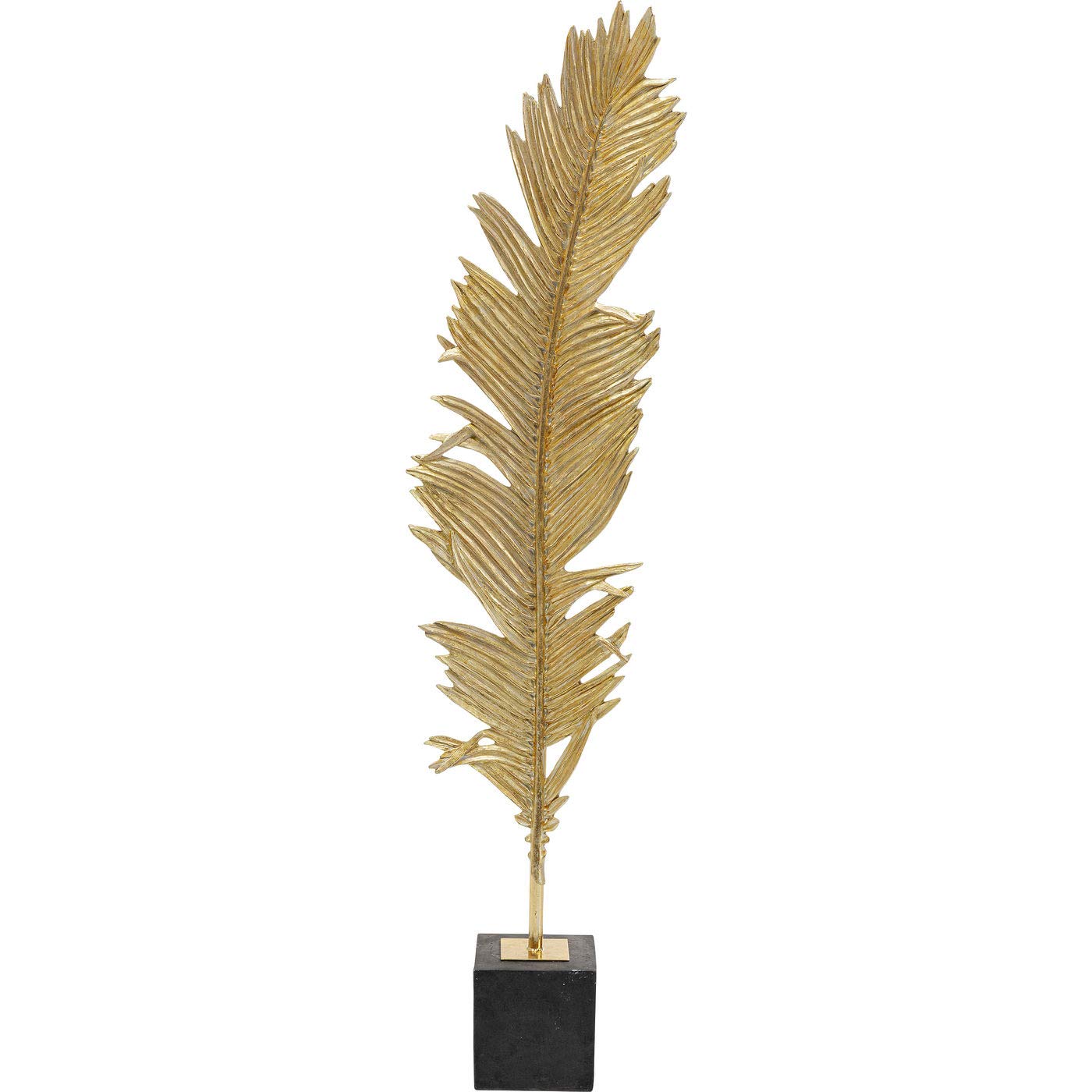 kare-design-deko-feather-two-147cm-feder-skulptur-stahl-gold-mit-polyresin-socke image 1