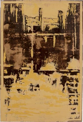 kare-design-golden-hour-leinwandbild-75x55-cm-gold-schwarz-stadt-motiv image 6