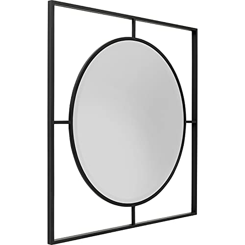 kare-design-wandspiegel-stanford-90cm-matt-schwarz-rund-in-eckigem-rahmen image 7