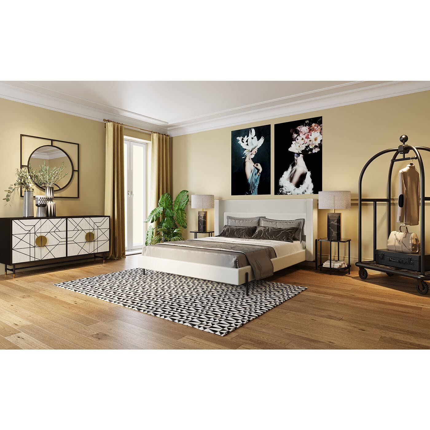 kare-design-wandspiegel-stanford-90cm-matt-schwarz-rund-in-eckigem-rahmen image 2
