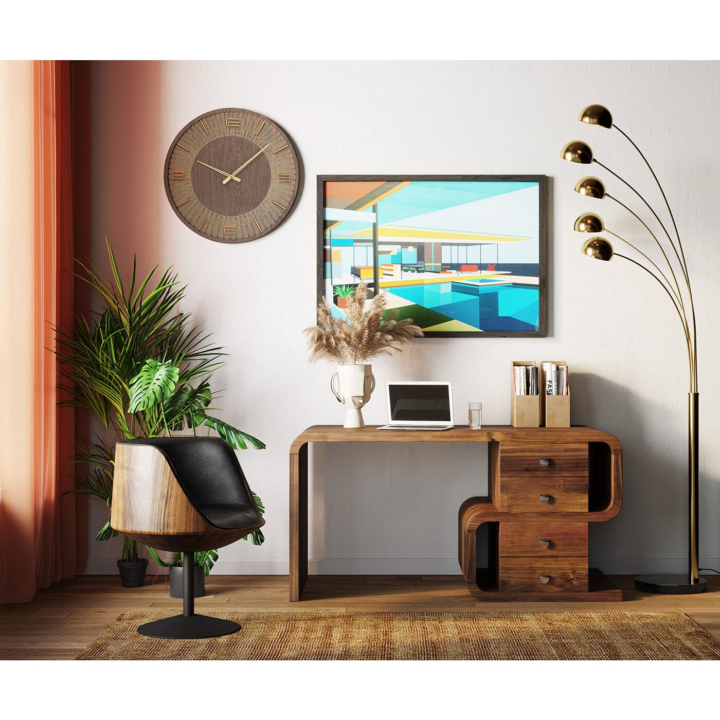 kare-design-drehstuhl-club-walnut-schwarz-braun-mid-century-sessel-75x62x61cm image 4