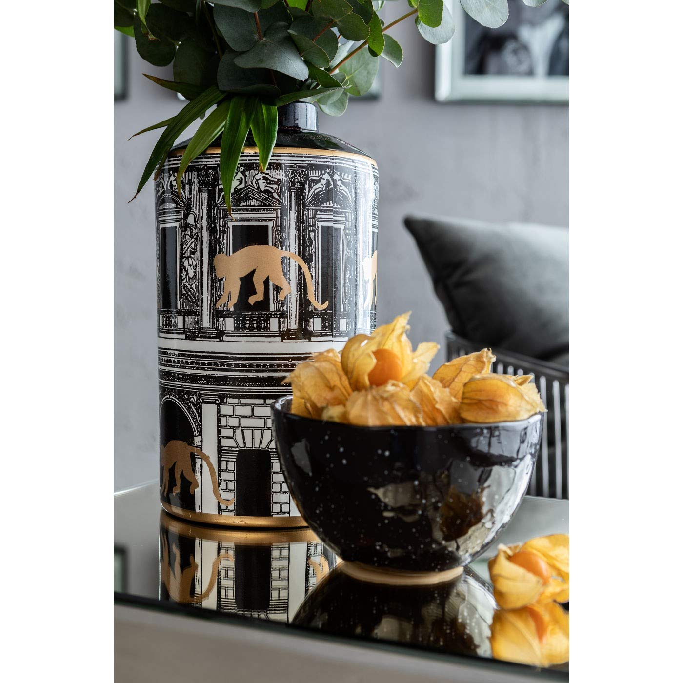 kare-design-tempelbox-affen-deckeldose-30-cm-schwarz-wei-gold image 2
