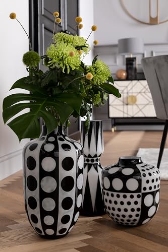kare-design-brillar-round-vase-31-cm-schwarz-wei-gepunktet-glas image 8