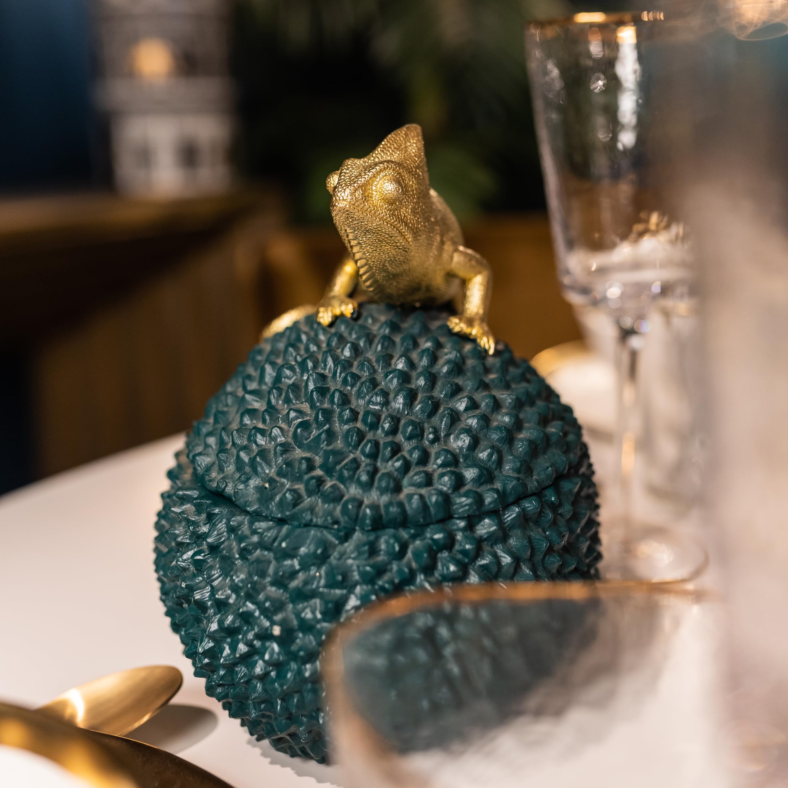 kare-design-deko-dose-chameleon-gold-petrol-20x20x16-cm-aufbewahrungsdose image 2