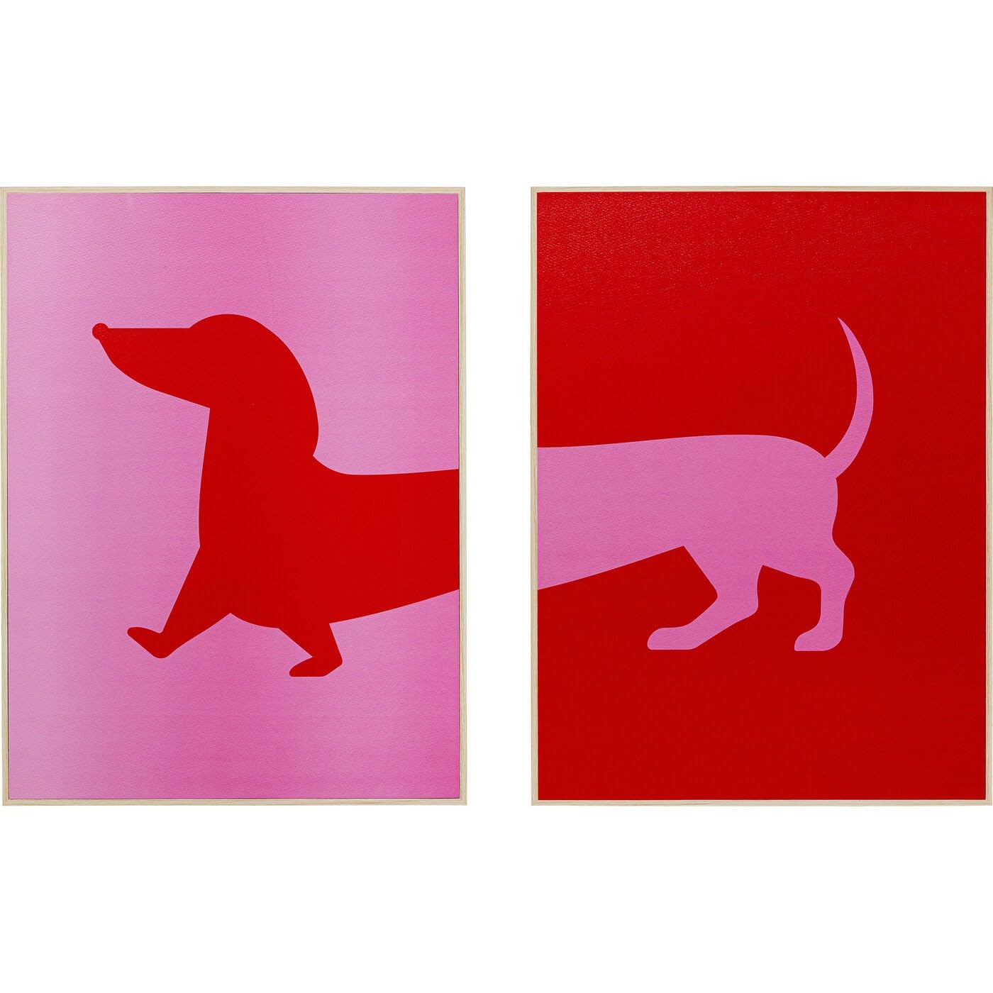kare-design-wandbild-dog-frankie-2er-set-40x30-cm-rot-pink-gerahmt image 1