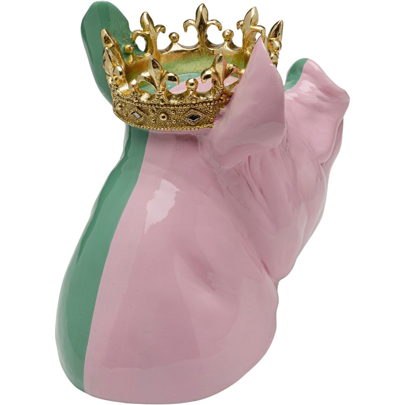 kare-design-deko-figur-crowned-pig-gr-n-pink-28-cm-gekr-ntes-schwein-handbemalt- image 3