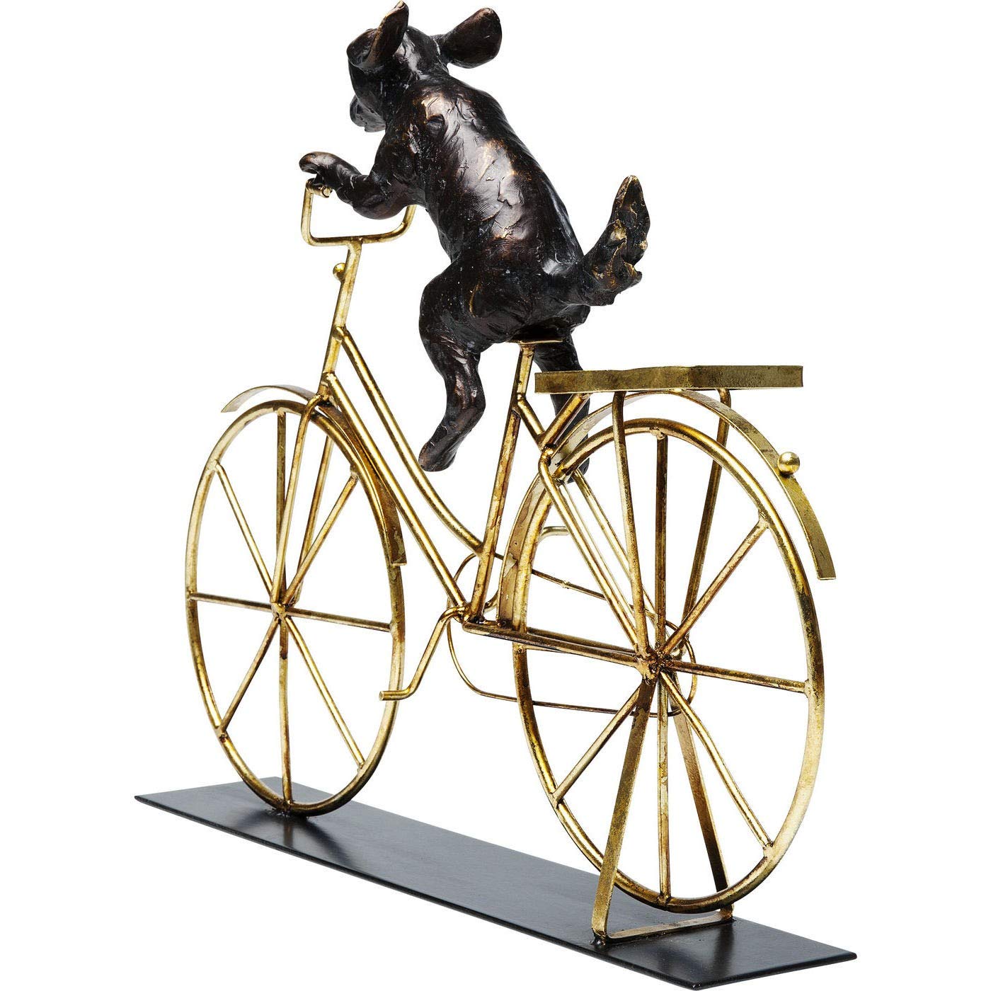 kare-design-dog-with-bicycle-deko-skulptur-schwarz-gold-35-5x44x7-5-cm image 4