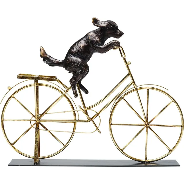 kare-design-dog-with-bicycle-deko-skulptur-schwarz-gold-35-5x44x7-5-cm image 1