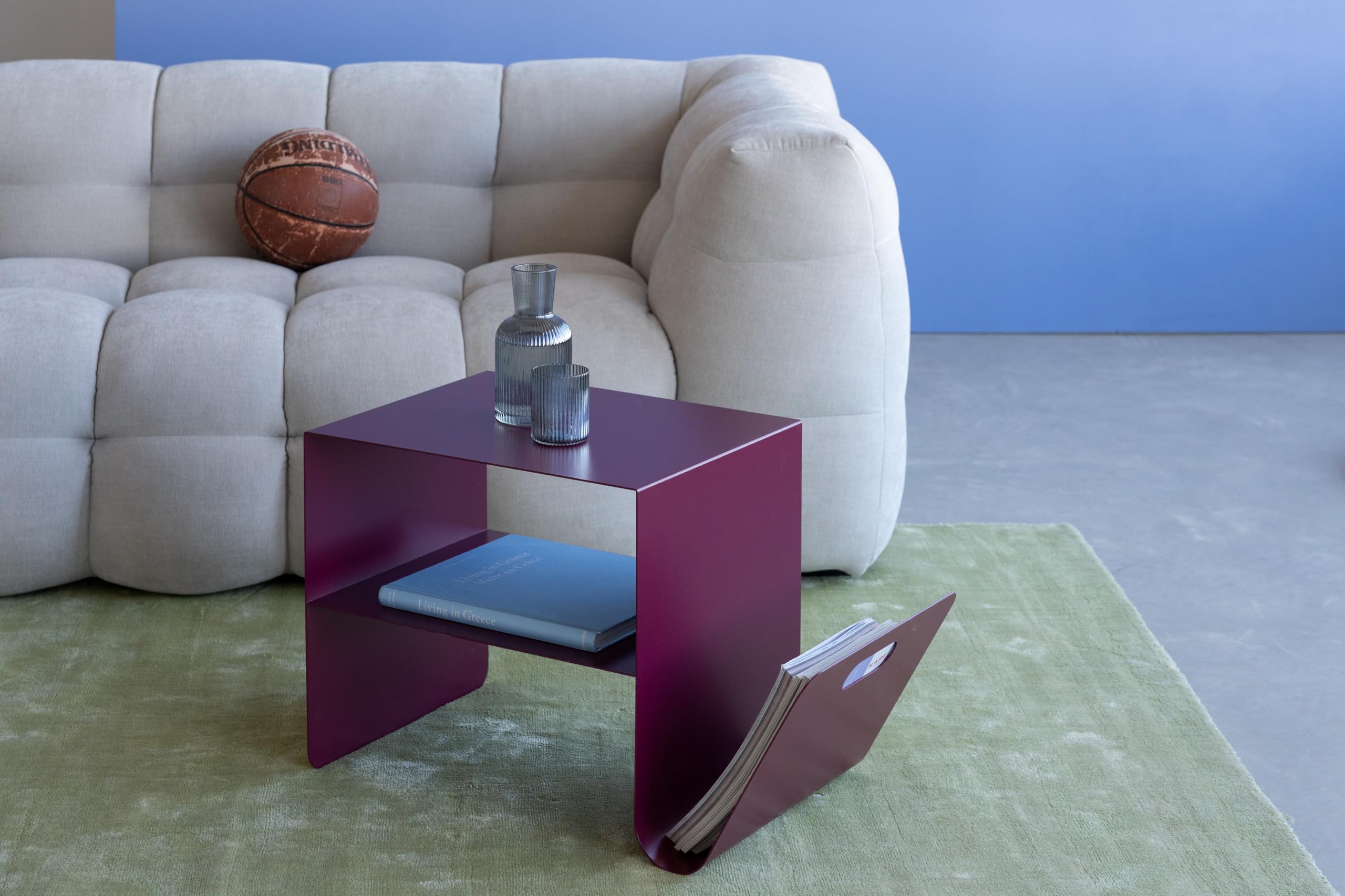 kare-design-beistelltisch-lounge-news-berry-pink-65x37x42-cm-couchtisch-mit-zeit image 2