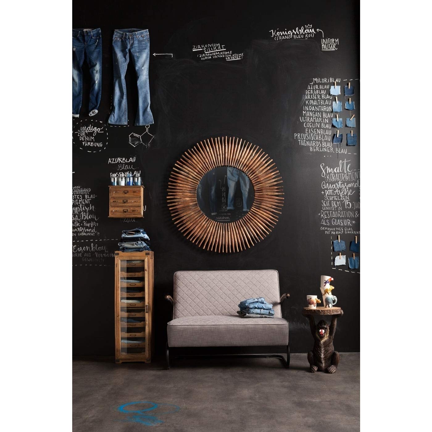 kare-design-spiegel-sunlight-rund-braun-holzrahmen-120cm-122x122x5cm image 2